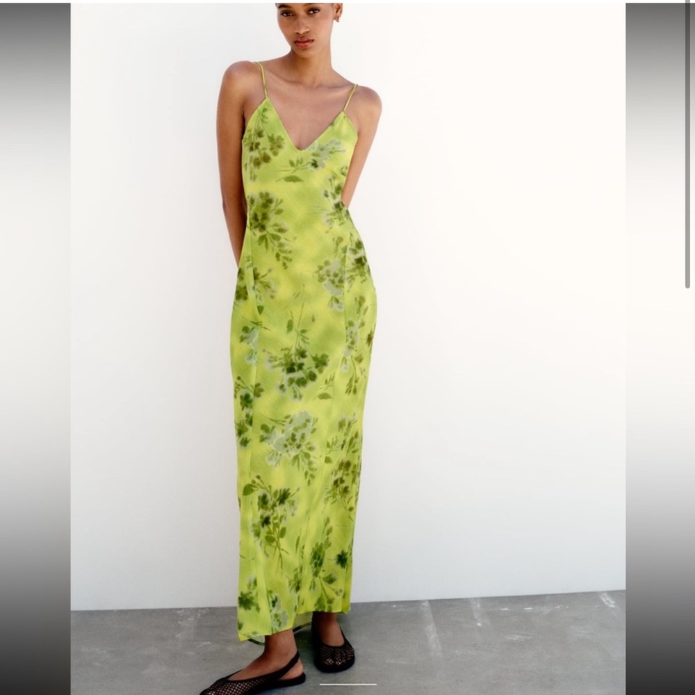 Zara green printed dress